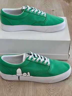 Lacoste x Peanuts Snoopy Green Canvas Sneakers Shoes Women Size 9.5